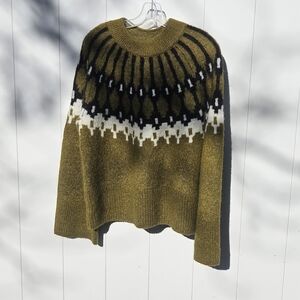 Banana Republic Alpaca Women's Olive and Black Patterned Sweater